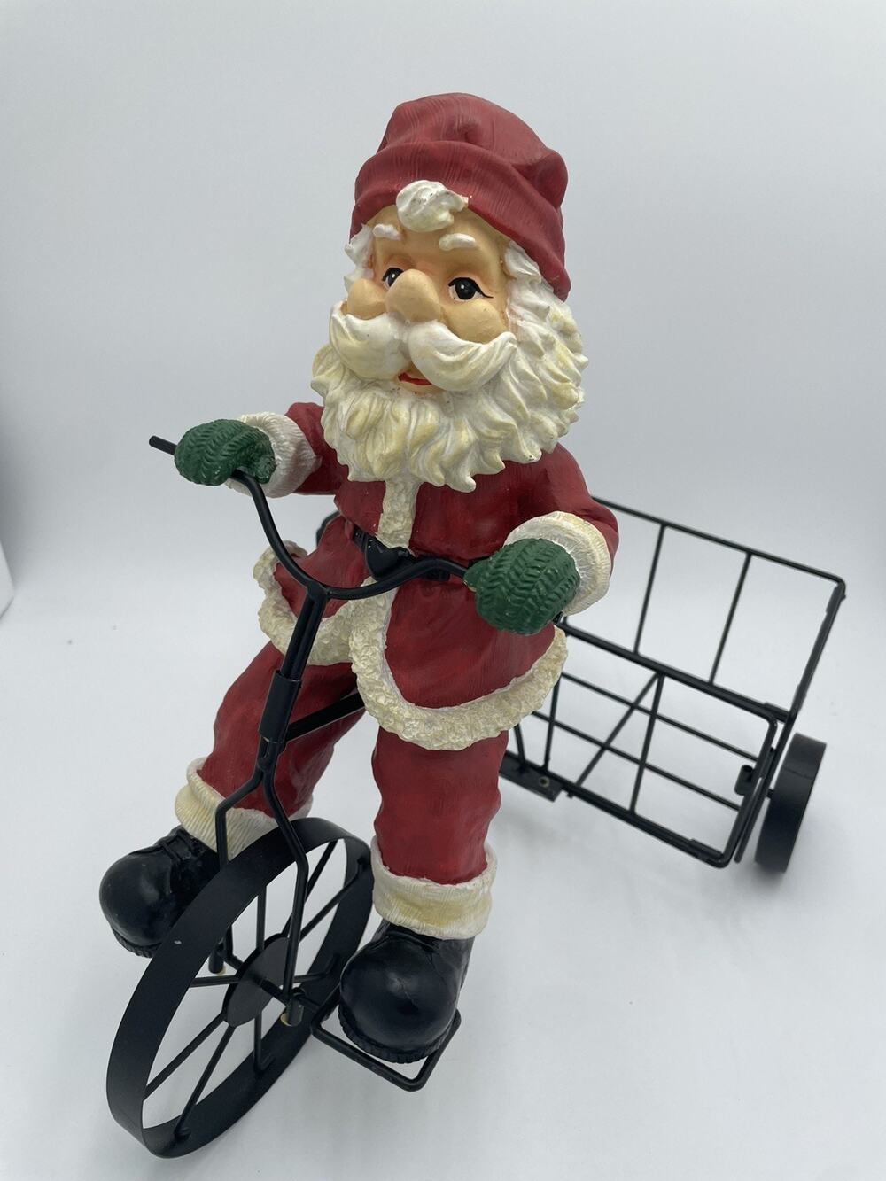 Large Oversized Christmas Decoration Vintage Santa Clause Riding Tricyle Basket